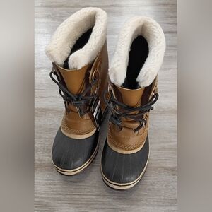 Sorel Black and Tan Waterproof Caribou Winter Boots